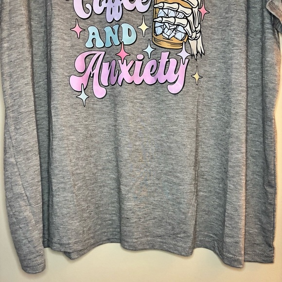 “Fueled By Iced Coffee and Anxiety” Grey Cotton Graphic Tee Size 4X - Picture 2 of 7
